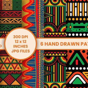 6 carta da scrapbook digitale africana fatta a mano / sfondo africano / modello Kwanzaa / download istantaneo