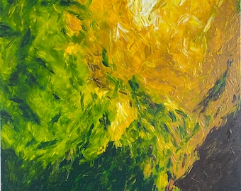 Yellow landscape acrylic paintings abstract canvas framed painting white green lake scenery canvas painting extra large wall art pictures