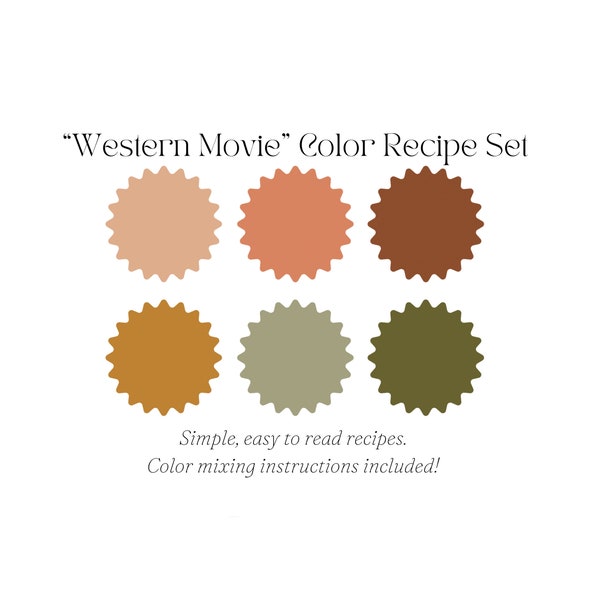 Clay Recipe Set "Western Movie" DIGITAL | Simple Recipes | Instructions Included | Polymer Clay Earrings | Color Mixing | ShopMalCreates