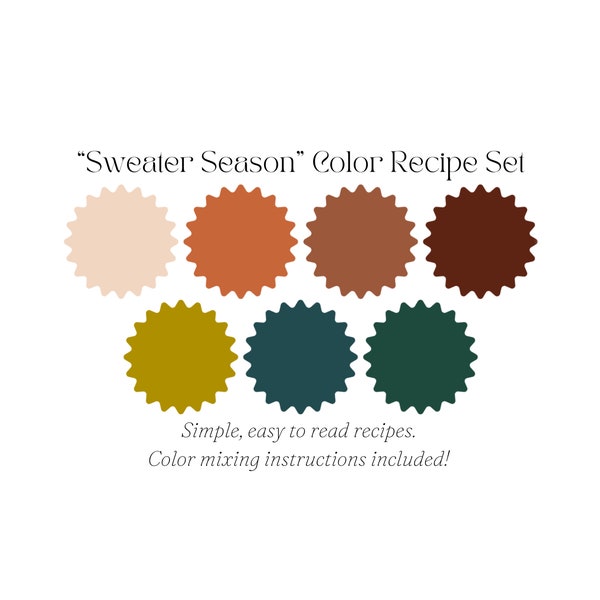 Clay Recipe Set DIGITAL "Sweater Season" | Simple Recipes | Instructions Included | Polymer Clay Earrings | Color Mixing | ShopMalCreates