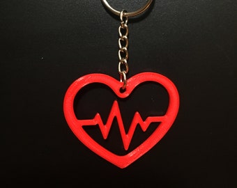 Red ECG Heartbeat Keychain Keyring Embroidery Luggage Motorcycle Key Chain Bes