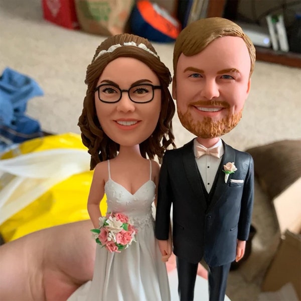 Wedding cake topper wedding topper bobble head Custom cake toppers for wedding keepsake wedding figurine Personalized wedding gift