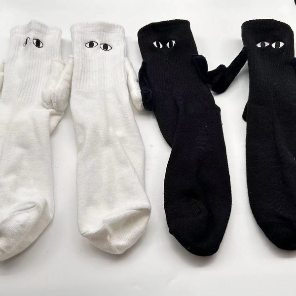 Couple Matching Socks, Holding Hands Magnetic Couple Socks Set of 2, Gifts for Her, Funny Gifts, Friendship