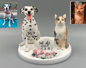 Personalized custom dog wedding cake topper , pet CakeTopper，Pets Birthday，cat caketopper , Anniversary pet，dog Figurines，Dogs birthday