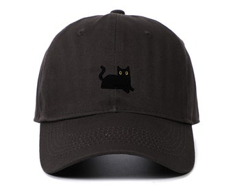 Black Cat Senior Dad Hat Cat Mom Embroidered Baseball Cap