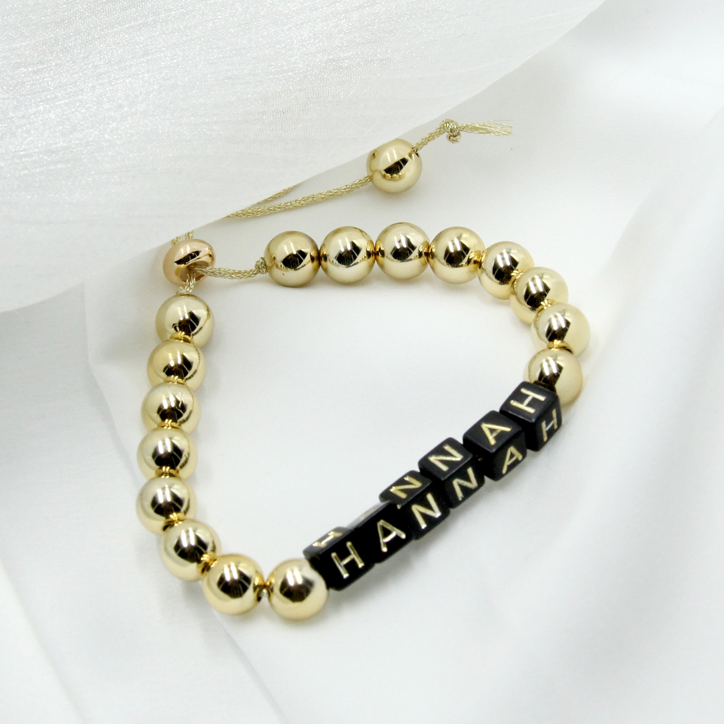 Personalized Name Bead Bracelet Name Bracelet Gold Etsy