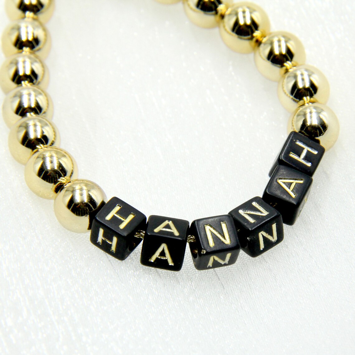 Personalized Name Bead Bracelet Name Bracelet Gold Etsy