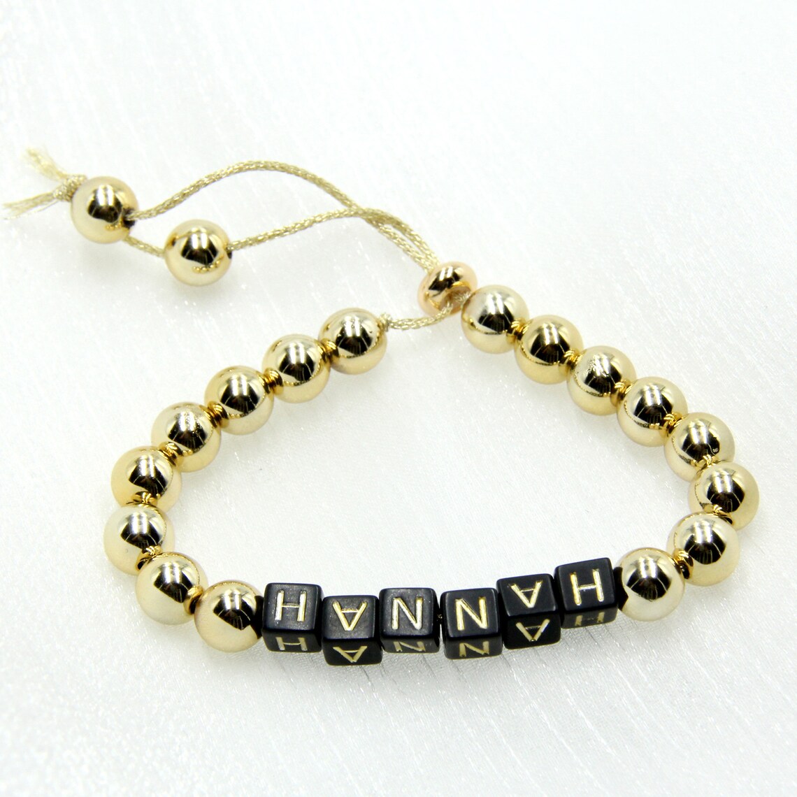 Personalized Name Bead Bracelet Name Bracelet Gold Etsy