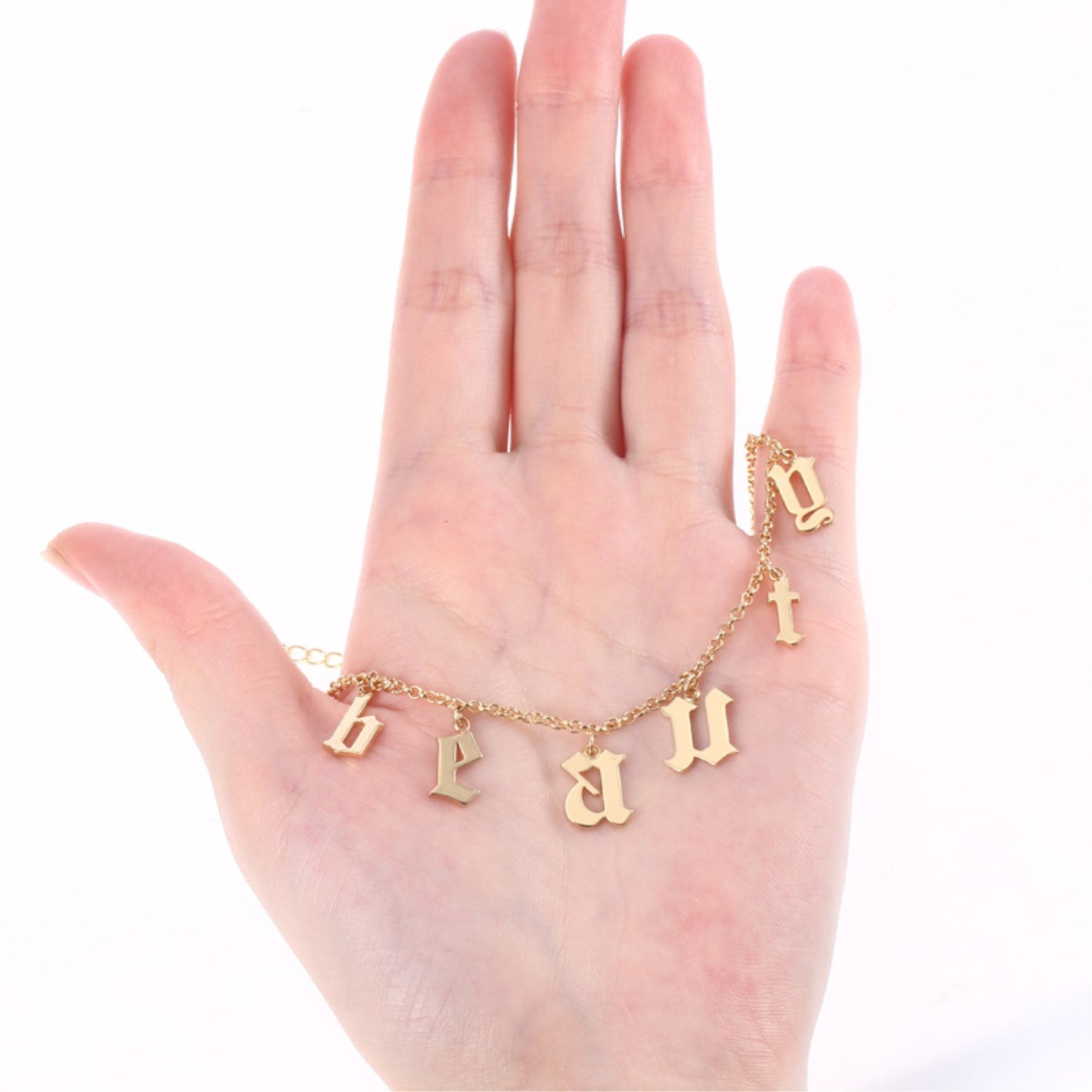 Initial Necklace Custom Old English Necklace Gothic Style Etsy