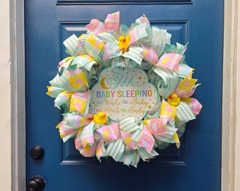 Welcome Baby Wreath, Rubber Duck Decor, Baby Shower Gift