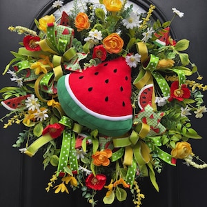 watermelon summer wreath,watermelon swag,sweet summertime,watermelon decor,door wreath,porch decor,floral,luxury