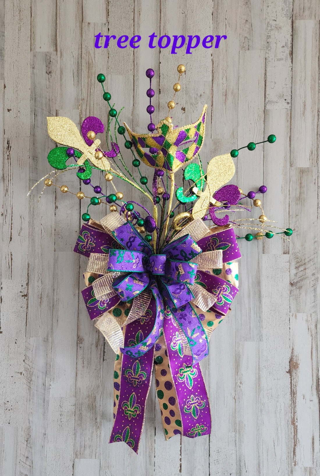 Mardi Gras Tree Topper,new Orleans Decor,purple and Gold Bow,mardi Gras  Bow,carnival Decor,fleur-de-lis Tree Topper -  Australia