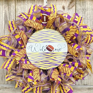 LSU Kranz,Tiger Fußball,LSU Fan Dekor,Fußball Kranz,Fan Ausstattung,LSU Dekor,großer LSU Kranz