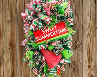 watermelon summer wreath,watermelon swag,sweet summertime,watermelon decor,door wreath,porch decor