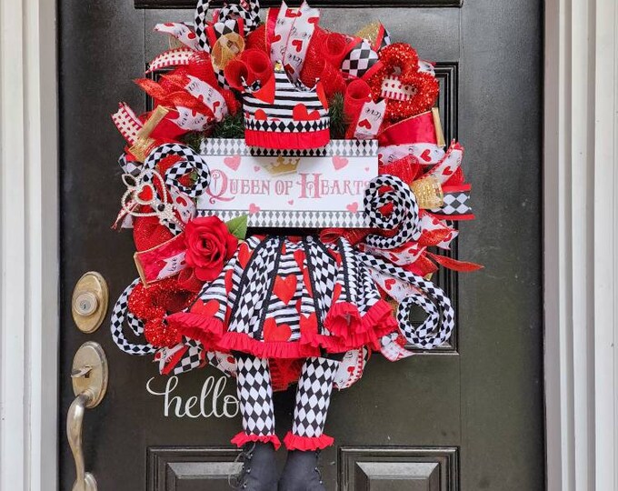 Queen of Hearts Wreath,valentines Queen Wreath,designer Wreath for