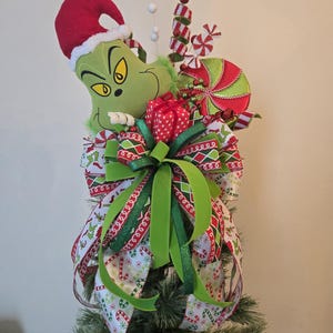 Green elf  tree topper, green monster tree topper,christmas tree topper,delux tree topper, inspired,candy tree topper,elf