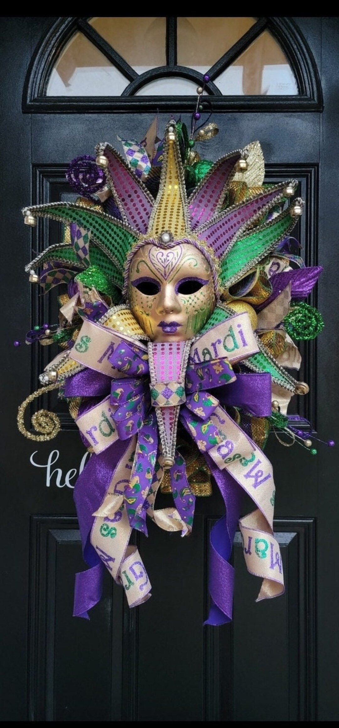 Mardi Gras Swag,dpuble Door Swags,mardi Gras Wreath,new Orleans Wreath