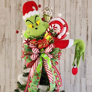 Grinch Inspired Tree Topper, Green Monster Tree Topper,christmas Tree Topper,delux  Tree Topper,whoville Inspired,candy Tree Topper,elf 