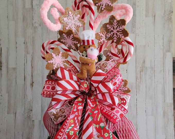 Pink Gingerbread Tree Topper,delux Tree Topper,christmas Tree Topper