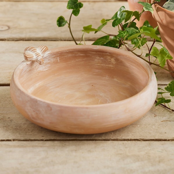 Terracotta Bird Bath/Feeder, Bee Design