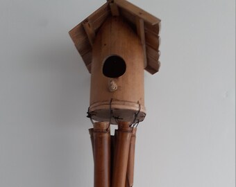 Lge massiv massiver Bird-Box mit Glockenspiel 50x16cm, Handarbeit