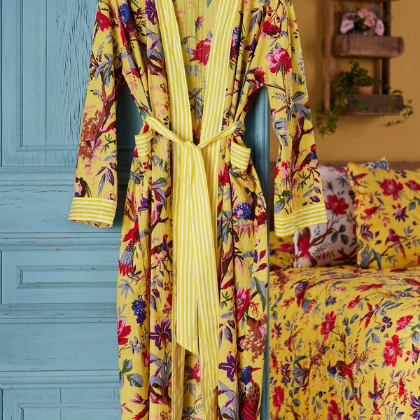 Yellow Bird of Paradise Dressing Gown