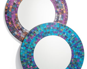 Round Mosaic Wall Mirror 40cm, Handcrafted