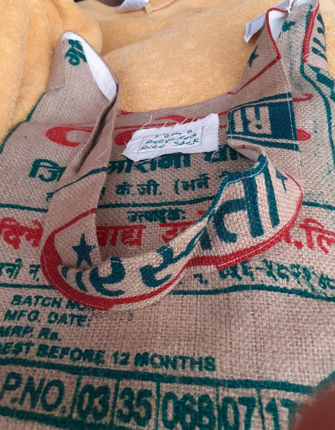 Recycled Rice Sack Bag Handcrafted 100 Cotton Etsy