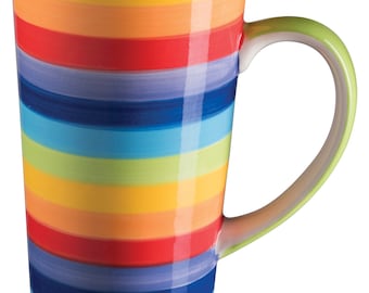 2 X Rainbow Tall Latte Mugs, 2 Pce, Ceramic