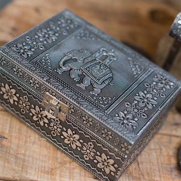 Silver Elephant Jewellery Box