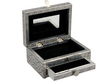 Large Hamsa Silver Jewellery Box With Drawer