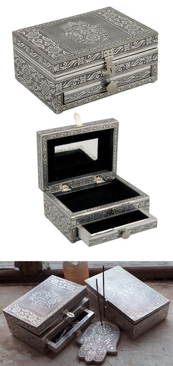 Large Hamsa Silver Jewellery Box With Drawer Etsy Canada