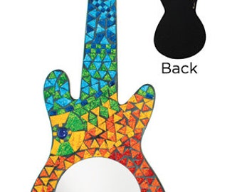 Guitar shaped mirror. rainbow mosaic