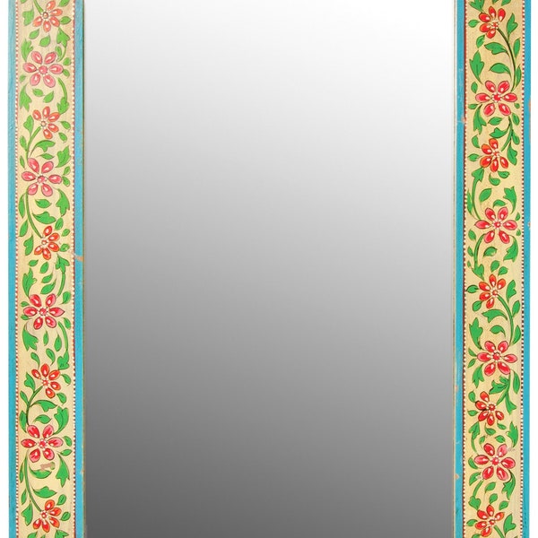 Wooden Wall Mirror, Handpainted 55cm