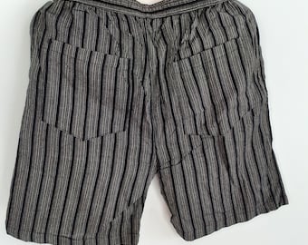 Cotton Grey/Black Striped Shorts, unisex