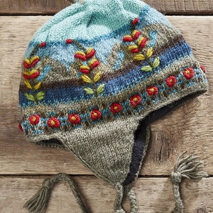 Dhanvi Hand Knit Embroidered Earflap Hat