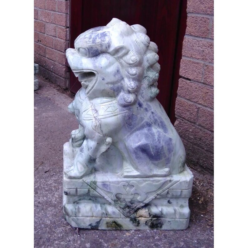 Chinese Jade Pair of Lions Statues Etsy UK