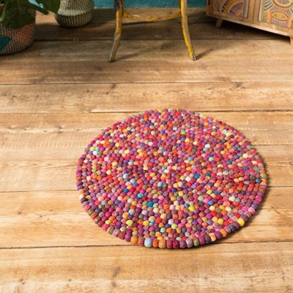 Felt Ball Rug Etsy