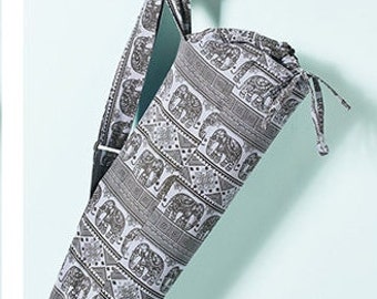 Elephant Design Cotton Yoga Mat Bag, Grey