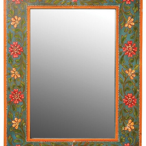 Wood Hand Painted Indian Mirror Frame Wall Mirror Frame Home Etsy