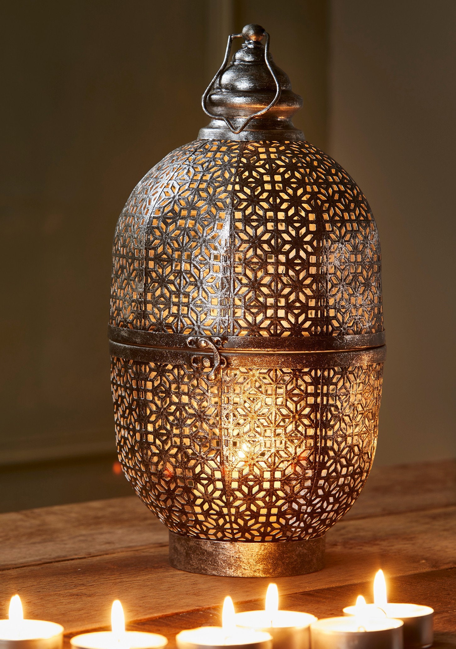 Large Floral Cutwork Black Silver Lantern 42cm Etsy Australia