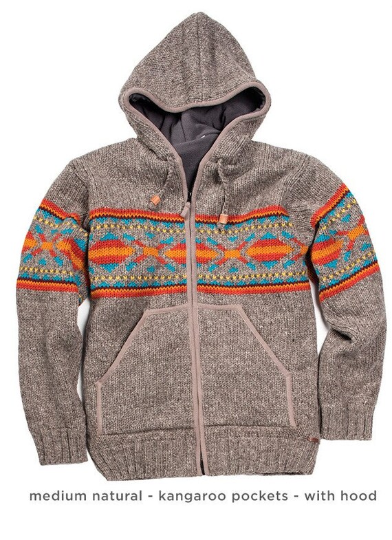 Hooded Jacket Aztec Pattern L/XL 