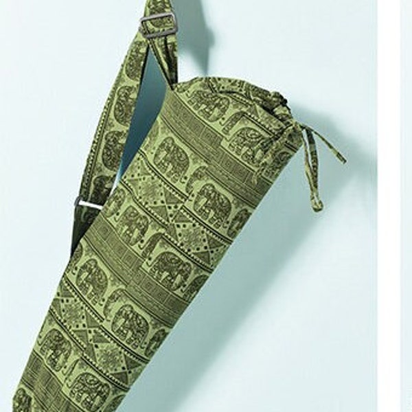 Elephant Design Cotton Yoga Mat Bag, Green
