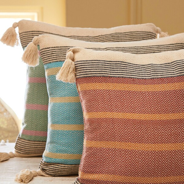 Anderson Square Cushion Cover in Natural Stripe main image 1