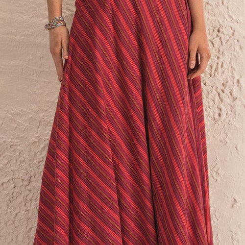 Freesize Wrap Stripe Cotton Maxi Skirt - Handcrafted