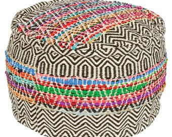 Rishikesh handloom recycled Filled Pouffe