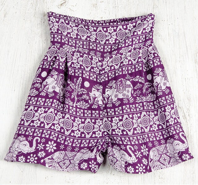 Elephant Print Shorts Ass Colours - Handcrafted