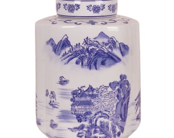 Scalloped Oriental Tea Caddy, Porcelain