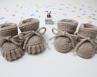 Hand Knitted baby booties, Baby footwear, beige baby booties, 0-3 months, 3-6 months, gender neutral, baby gift, baby shower gift