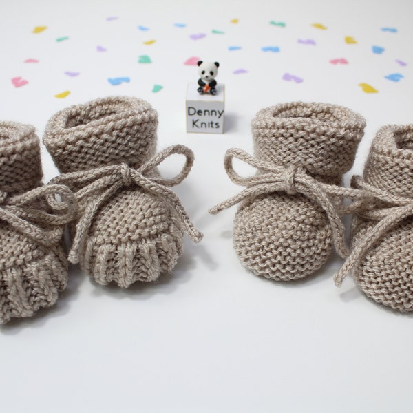 Hand Knitted baby booties, Baby footwear, beige baby booties, 0-3 months, 3-6 months, gender neutral, baby gift, baby shower gift
